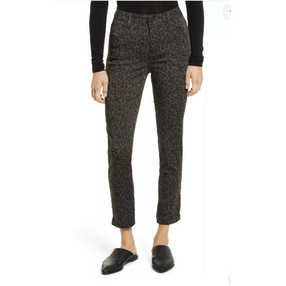Wit & Wisdom Womens Black High Rise Animal Print Straight Leg Jeans Size 12